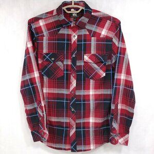 Rock & Republic Stretch Plaid Long Sleeve Button Front Shirt Mens M